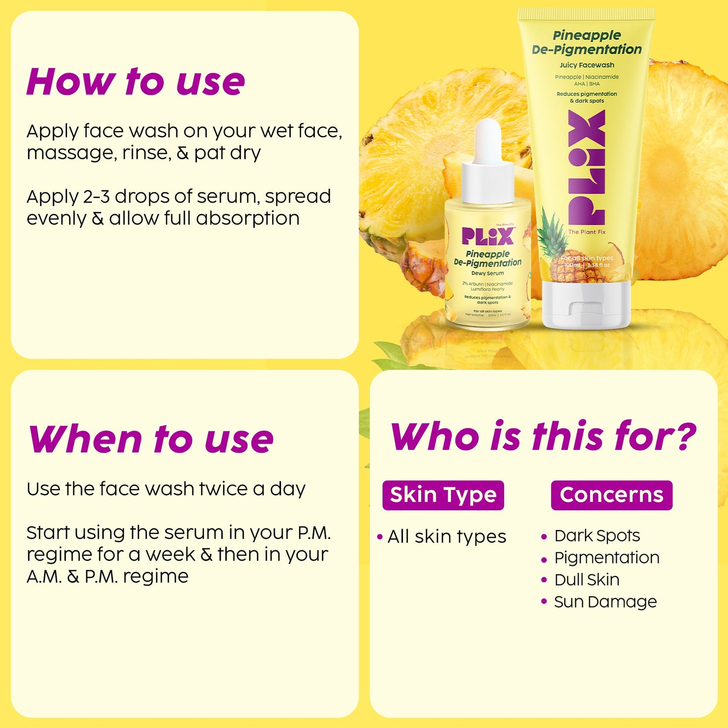 Pineapple De-Pigmentation Face Wash and Serum Combo-Combo